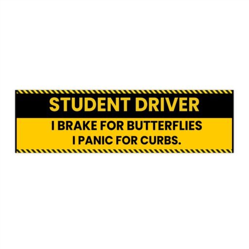 funny break for butterflies bumper stickers | new drivers gift, graduates, driving instruction, humor decor, caution sign, car accessories