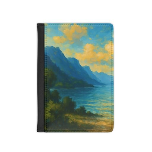 scenic passport cover wallet, travel accessory, gift for wanderlust, vacation essentials, elegant travel holder