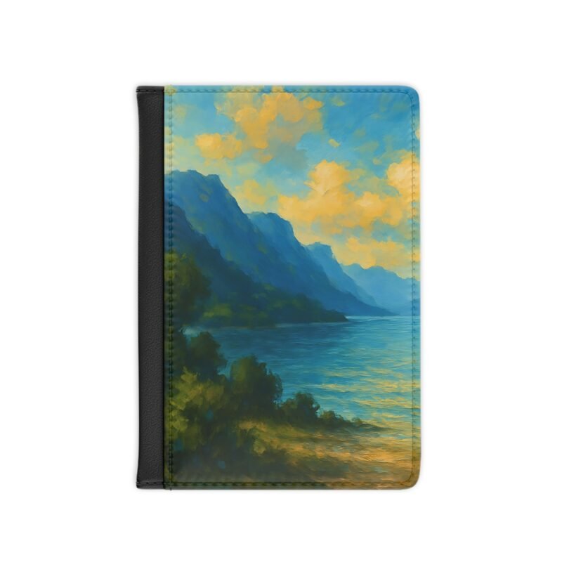 scenic passport cover wallet, travel accessory, gift for wanderlust, vacation essentials, elegant travel holder