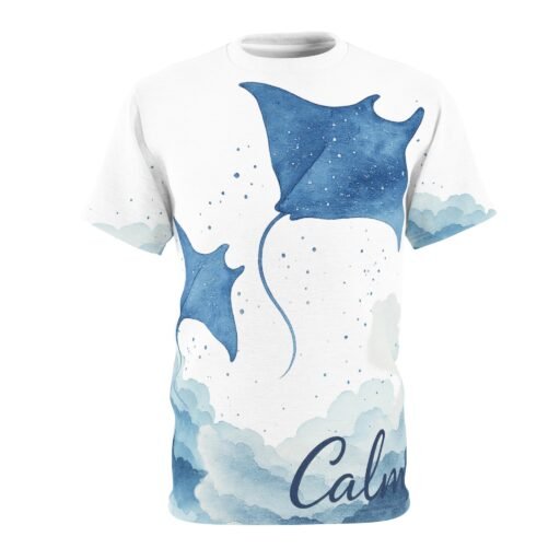 manta ray tee, relaxing ocean vibes unisex cut & sew tee, water enthusiast gift, white dreamy sea top, aquatic animal t shirt, nature lover