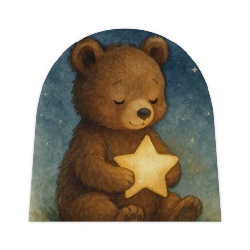 bear & star baby beanie – soft nighttime nursery hat